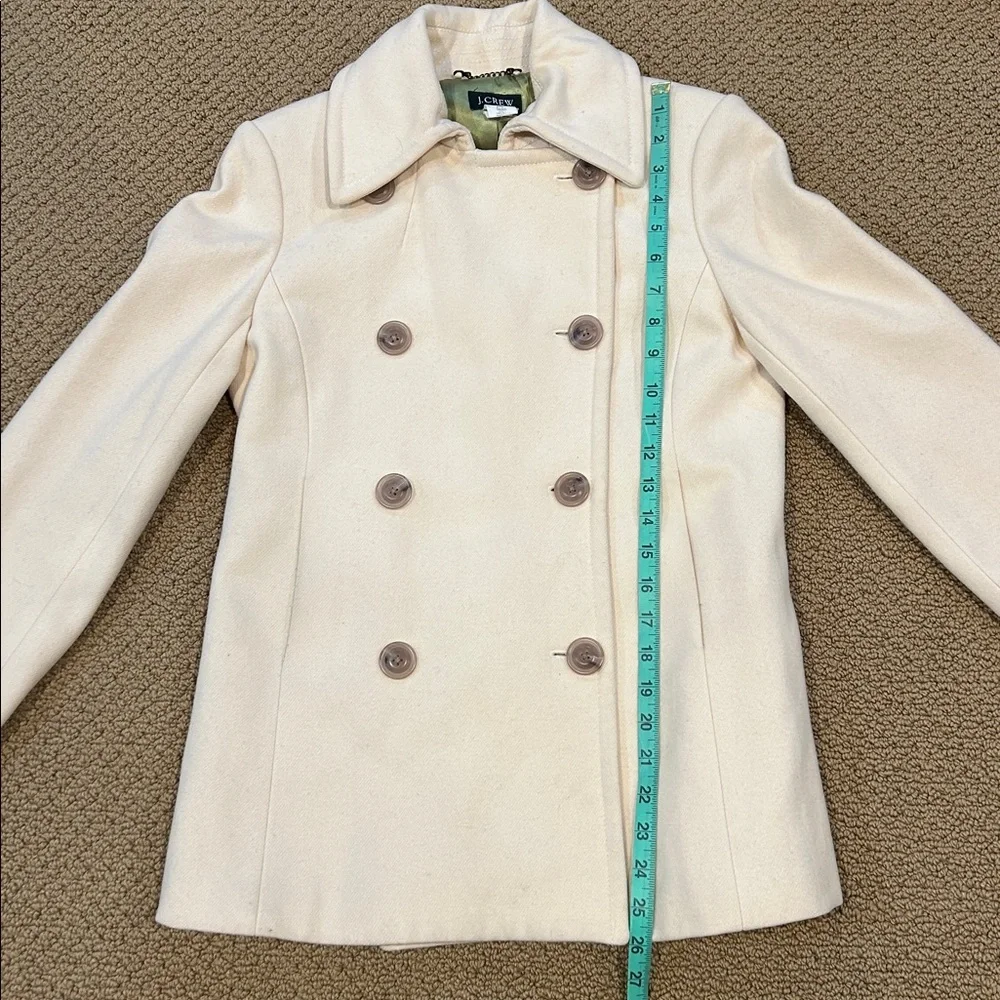 Vintage J. Crew Pea Coat size Small Cream Wool Blend Preppy Classic
